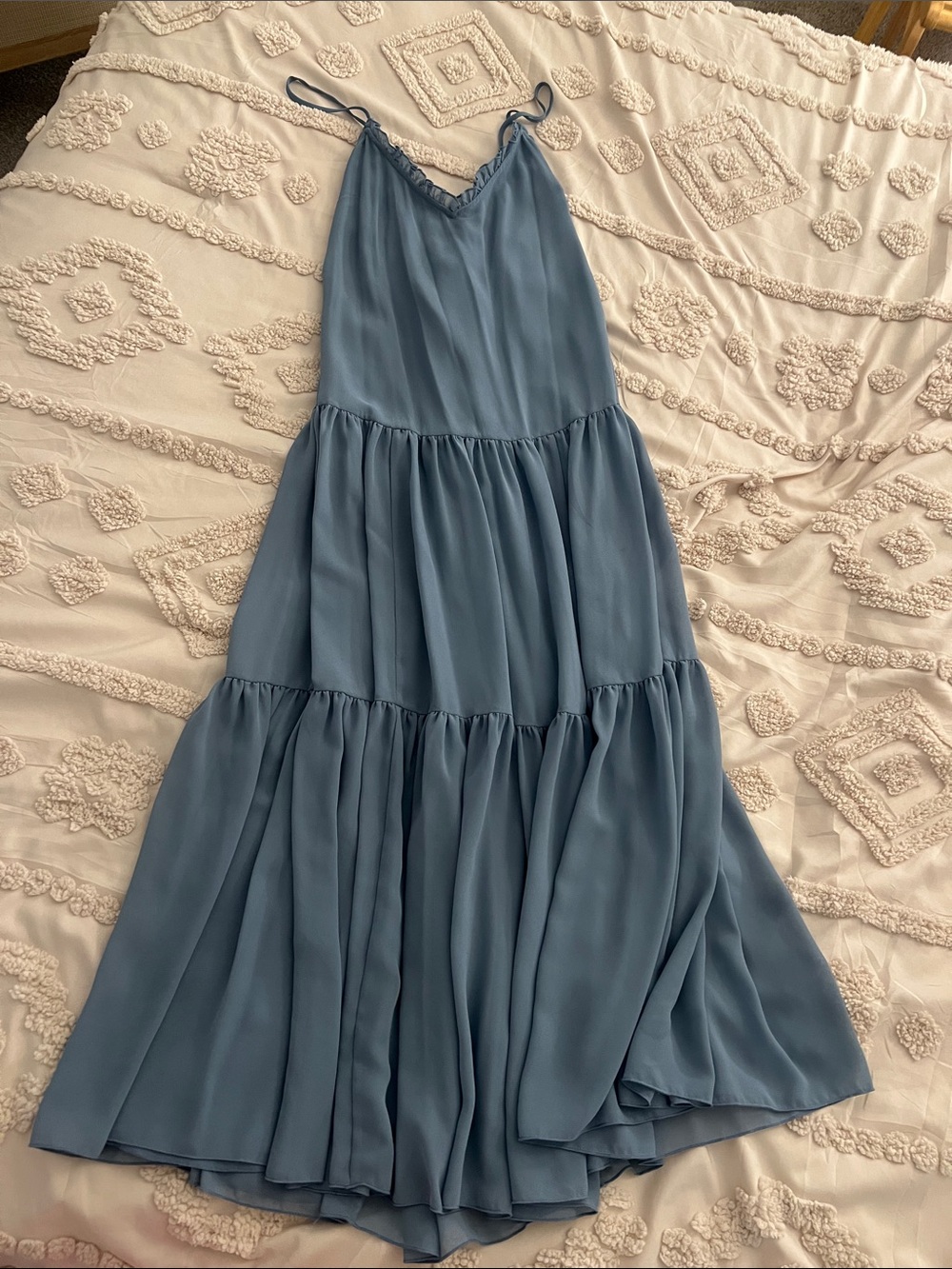Aritzia Dusty Blue Tiered Maxi Slip Dress Wilfred Sunshine